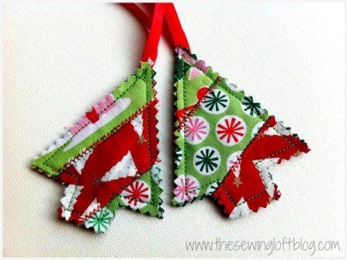 Quilted Christmas Tree Ornaments