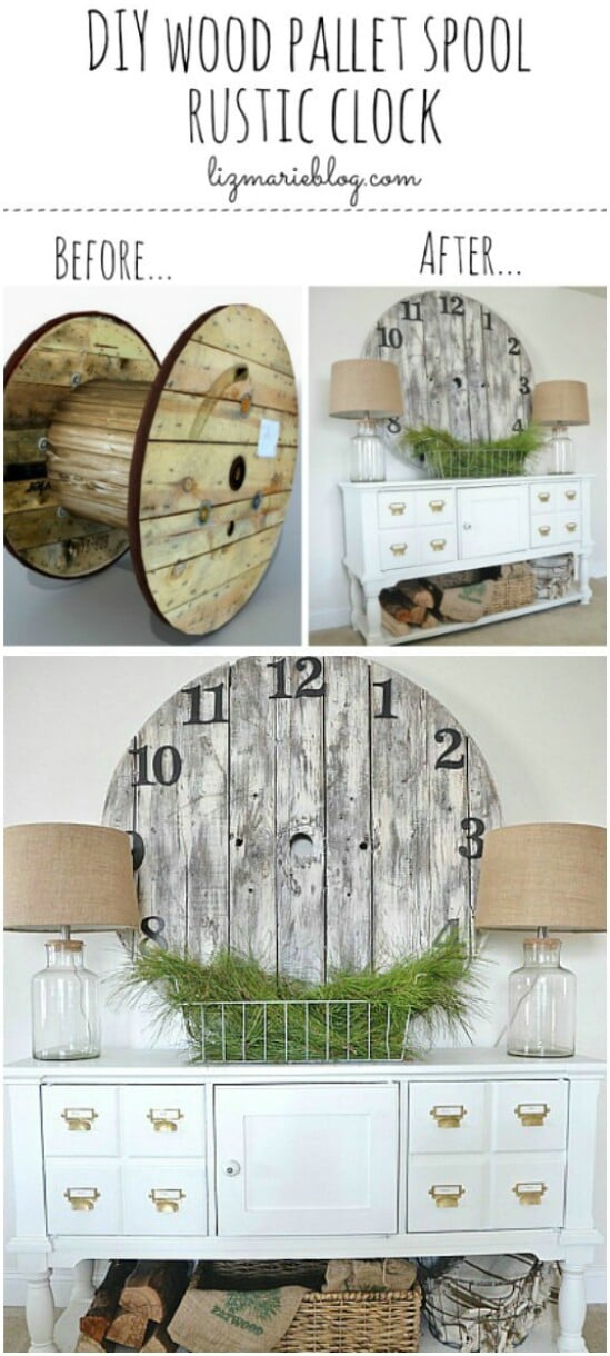 DIY Wood Pallet Spool Clock