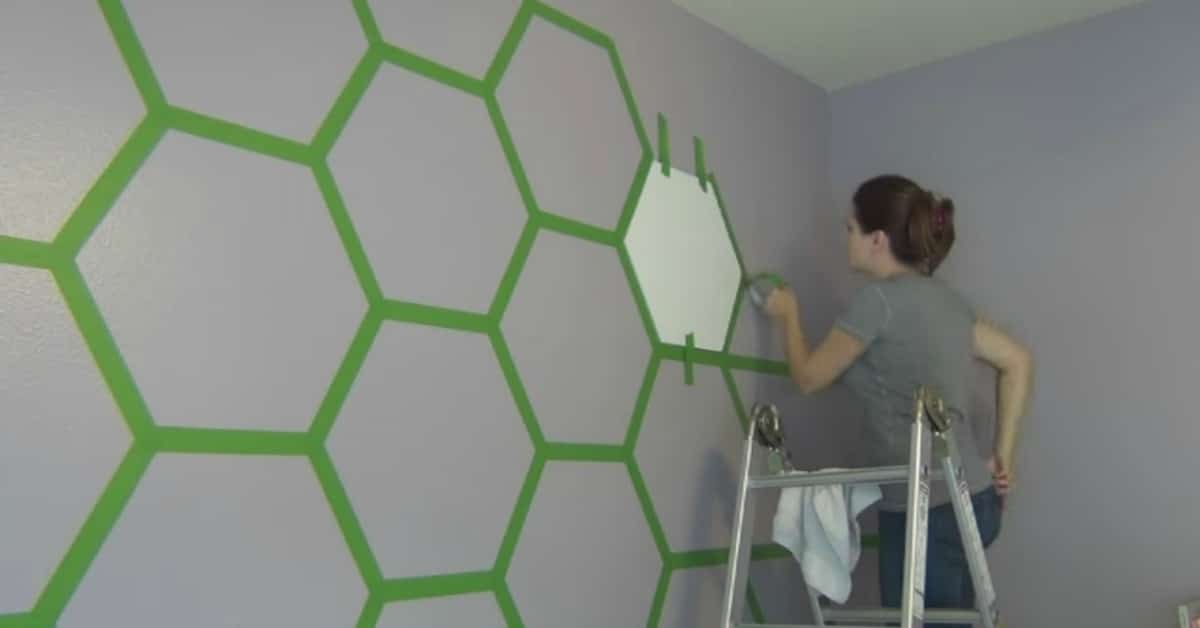 Transform Your Walls Into Something Beautiful Using Tape and a Hexagon Template DIY & Crafts