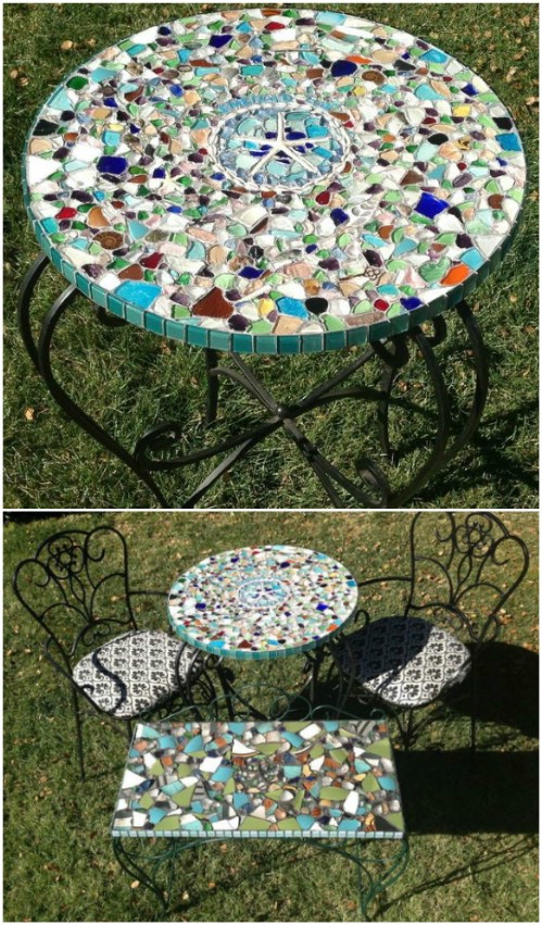 mosaic table glass sea projects tabletop garden crafts diy patio diyncrafts beautify gorgeous