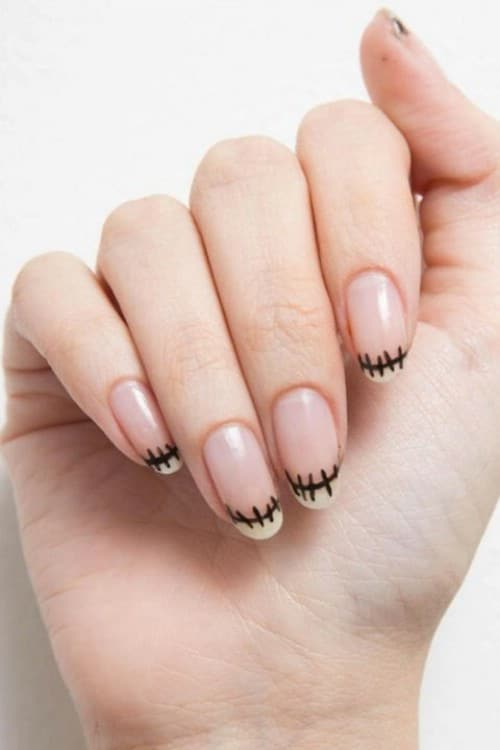 Simple Stitched French Manicure