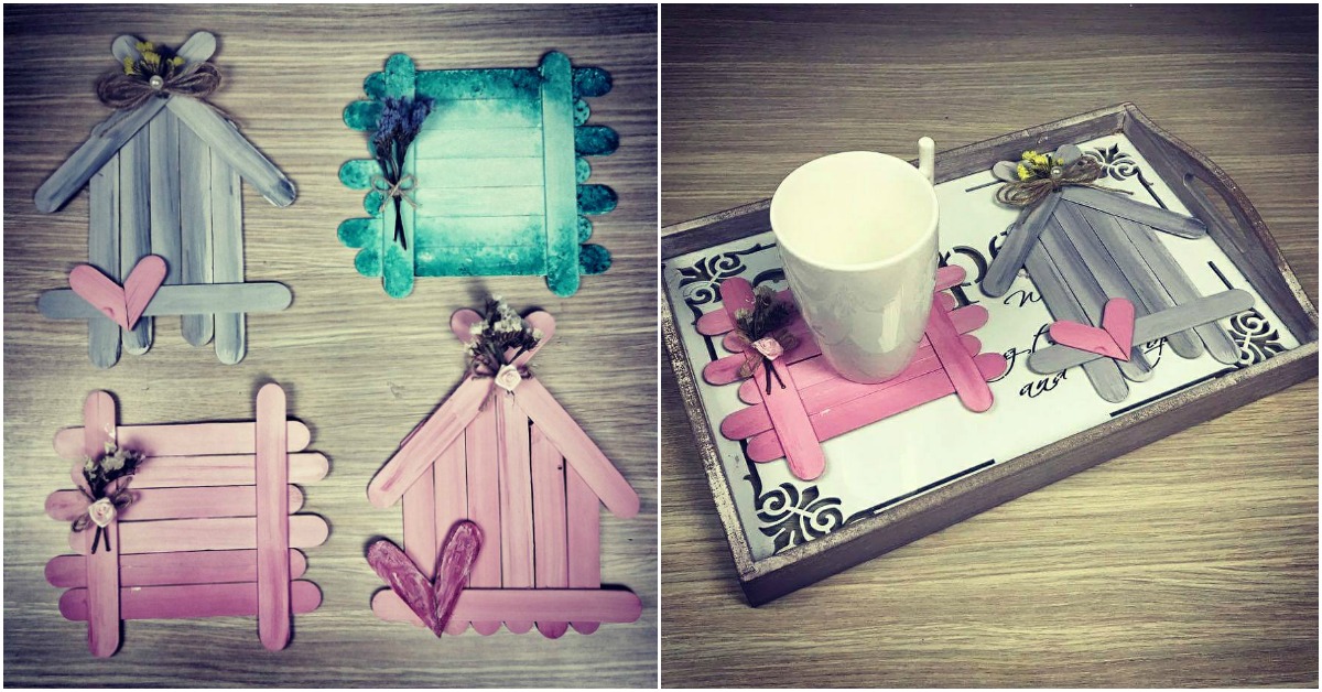 How to Make These Cute DIY Coasters Out of Popsicle Sticks 
