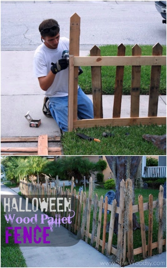 Spooky Graveyard Plank Fence - 25 Fantastic Reclaimed Wood Halloween Decorations For Your Home And Garden