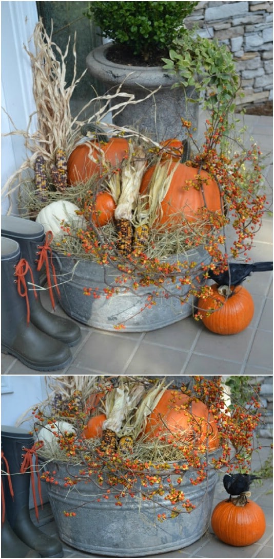 Galvanized Bucket Fall Display