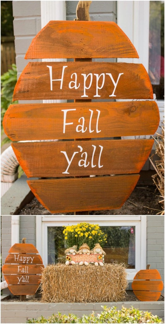 Upcycled Fence Board Pumpkins - 25 Fantastic Reclaimed Wood Halloween Decorations For Your Home And Garden