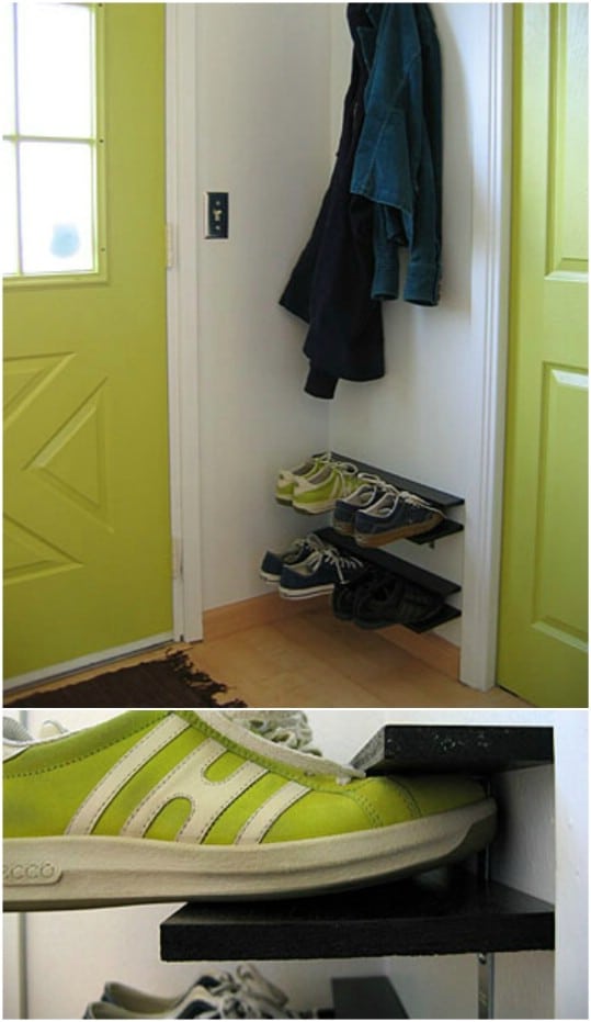 DIY Floating Entryway Shoe Rack