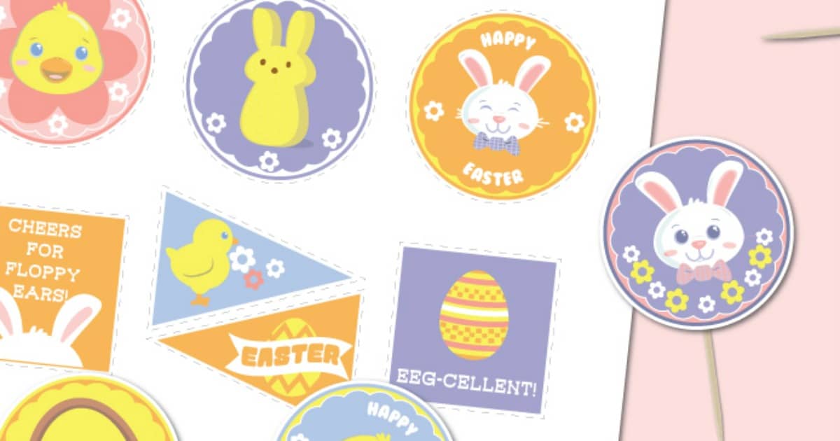 Delightful Free Printable Easter Cupcake Toppers - DIY &amp; Crafts
