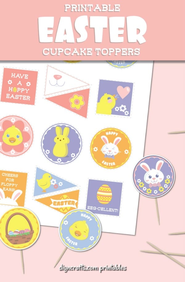 Delightful Free Printable Easter Cupcake Toppers DIY & Crafts