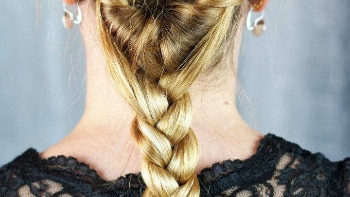 Artfully Twisted Low Braided Ponytail 4 Elegant low ponytail braid from behind