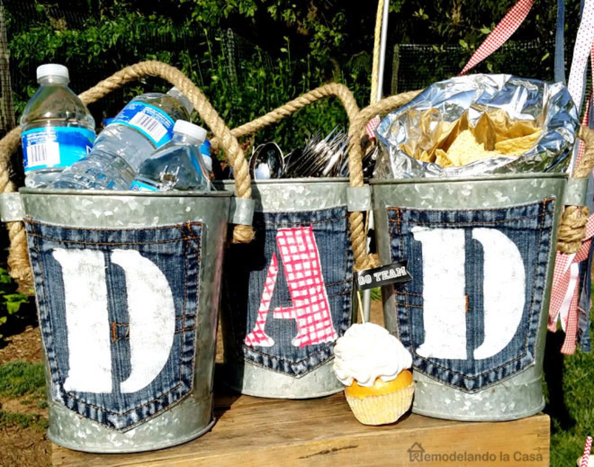 Old Jean Pockets Turned Tags for Father's Day