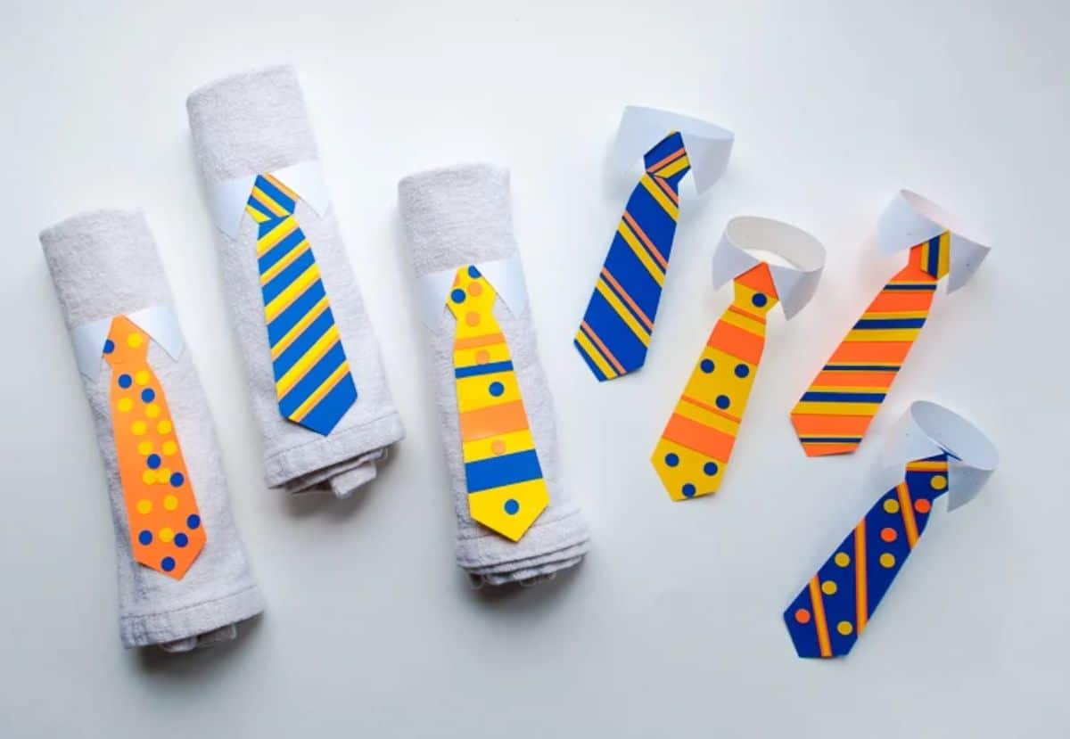 DIY Tie Napkin Rings and Tie Bunting Father's Day Decorations